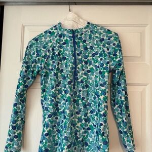J. Crew Blue and Green Floral Swim Top